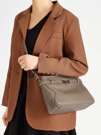 The Parisian Slouchy Genuine Leather Bag - Belted Pebble Leather Hobo