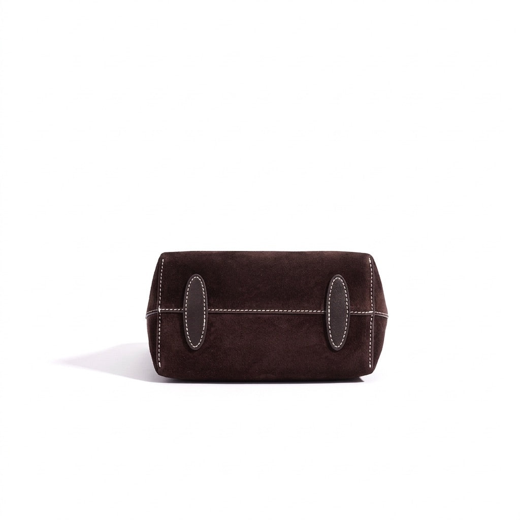 Urban Suede Genuine Leather Mini Tote Clutch Bag