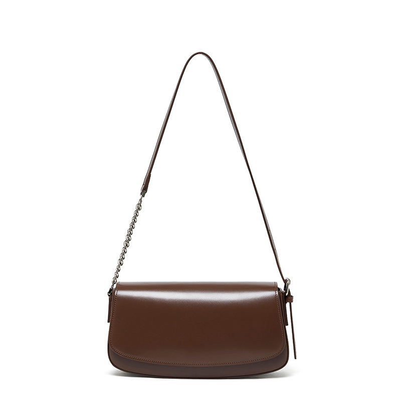 Minimalist Vintage Genuine Leather Baguette Saddle Bag