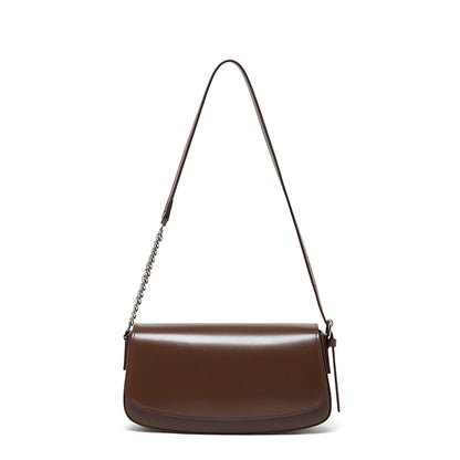 Minimalist Vintage Genuine Leather Baguette Saddle Bag