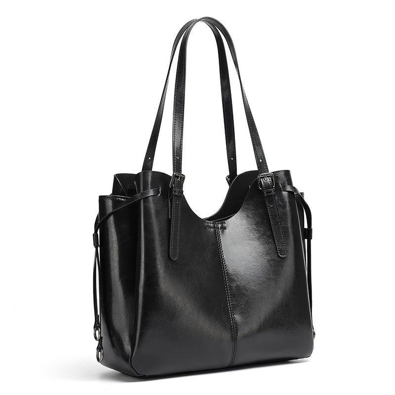 Classic Maillard Genuine Leather Large Capacity Tote Clutch Bag
