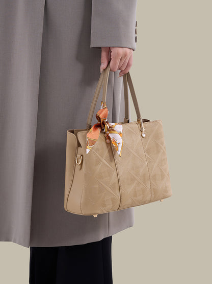 Timeless Vegan Eco-Leather Clutch Bag with Silk Scarf Charm