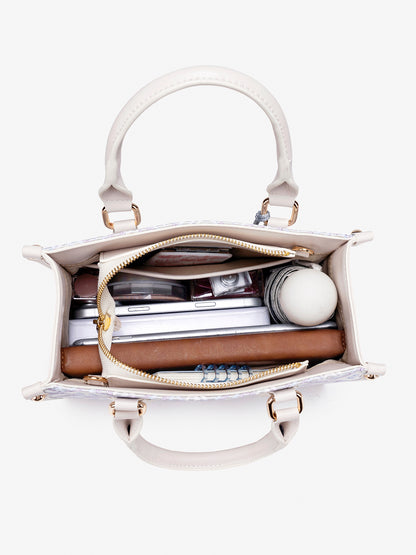 Exquisite Vegan Eco-Leather Mini Tote Clutch Bag with Elegant Tassel Charm