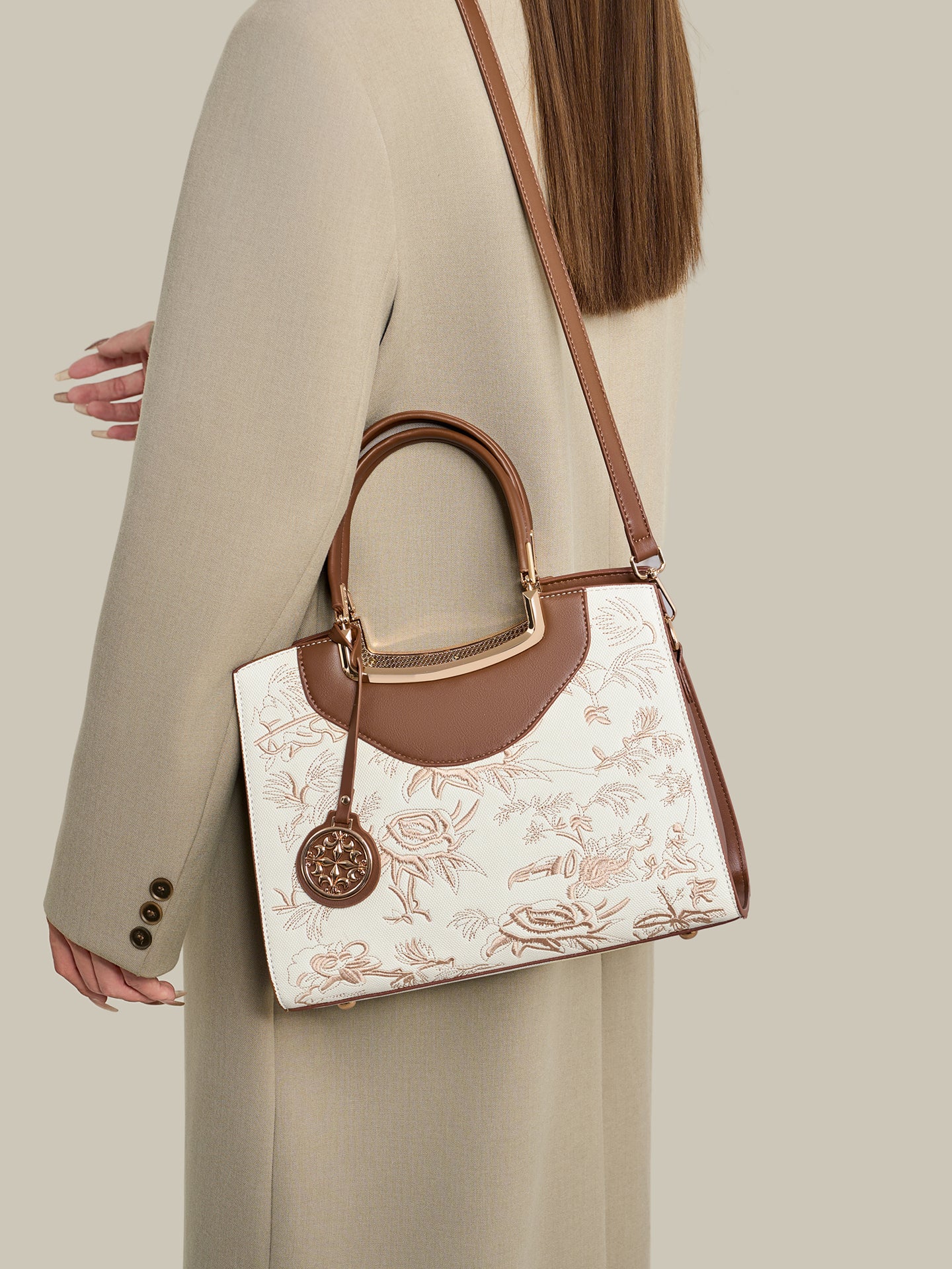 Retro Floral Contrast Vegan Eco-Leather Clutch Bag