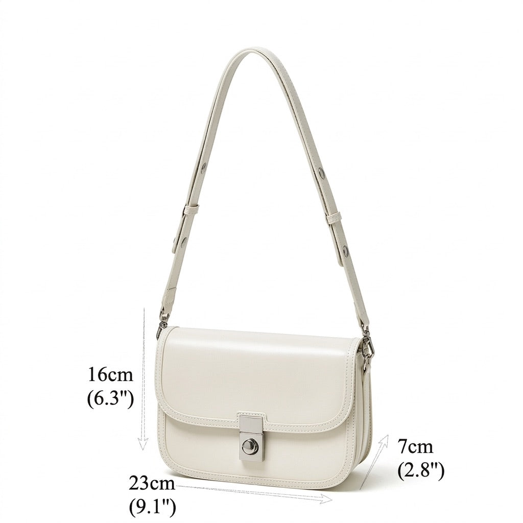Borsa vintage a spalla e messenger in vera pelle liscia di vacchetta