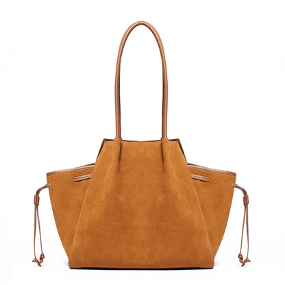 Vintage Slouchy Suede Genuine Leather Tote Clutch Bag