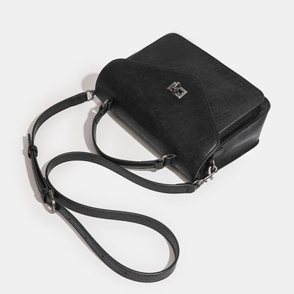 Retro Geometric Envelope Genuine Leather Messenger Clutch Bag