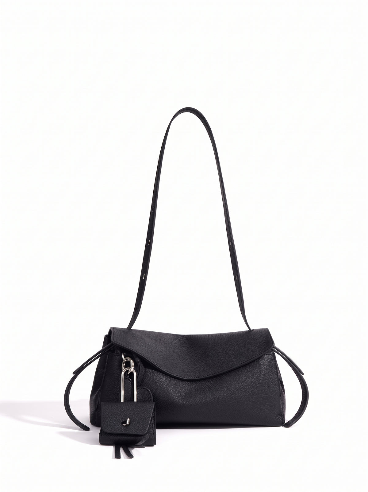 Mellow Pebbled Genuine Leather Flap Clutch Bag with Coin Pouch