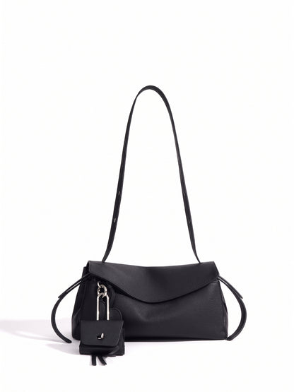Mellow Pebbled Genuine Leather Flap Clutch Bag with Coin Pouch