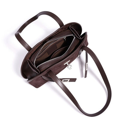 Sleek Soft Suede Genuine Leather Curved Clutch Bag