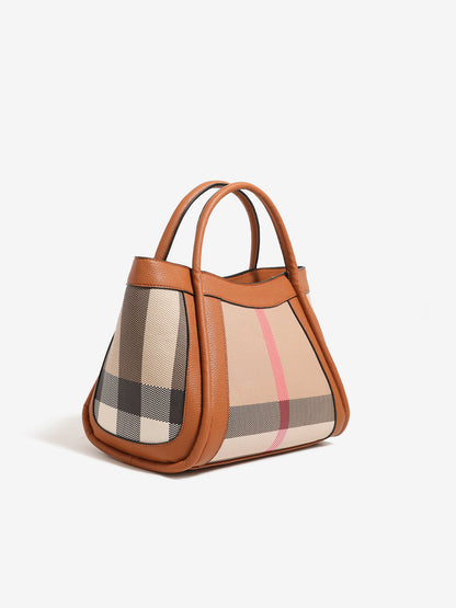 Sophisticated British Plaid Vegan Eco-Leather Tote Clutch Bag