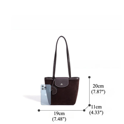 Urban Suede Genuine Leather Mini Tote Clutch Bag