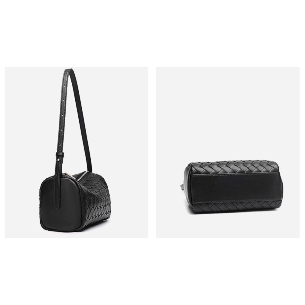 Minimalist Woven Genuine Sheepskin Baguette Clutch Bag
