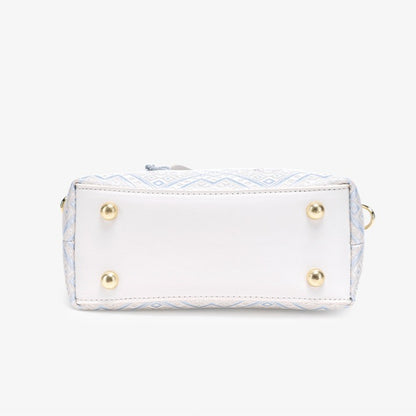 Serene Oriental Brocade Vegan Eco-Leather Mini Tote Clutch Bag with Tassel Charm