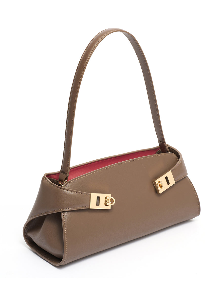 Graceful Genuine Leather Baguette Clutch Bag