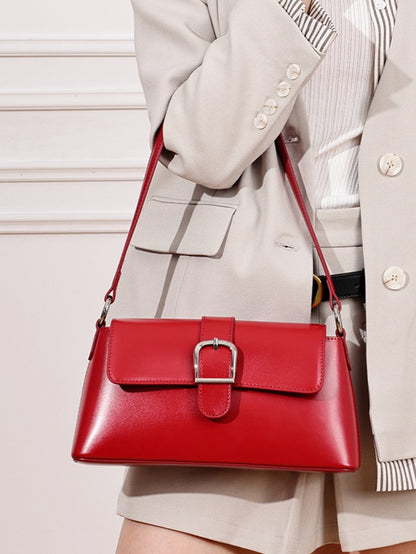 Retro Genuine Leather Baguette Clutch Bag