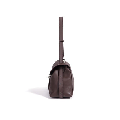 Muted Pebbled Genuine Leather Flap Clutch Bag