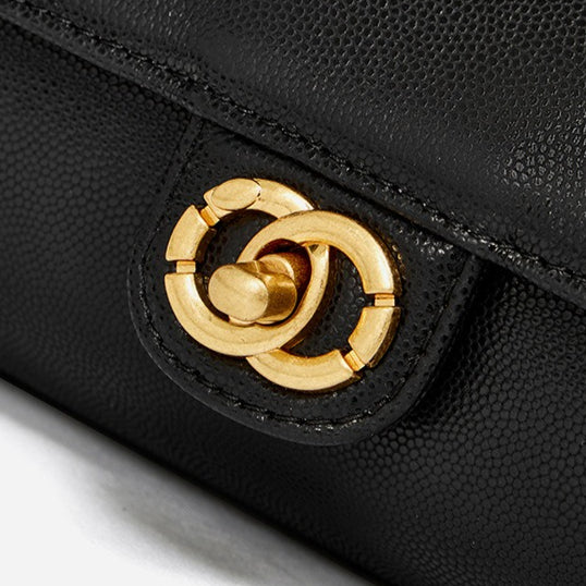 Nostalgic Caviar Genuine Leather Baguette Tube Clutch Bag