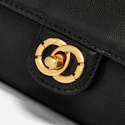 Nostalgic Caviar Genuine Leather Baguette Tube Clutch Bag