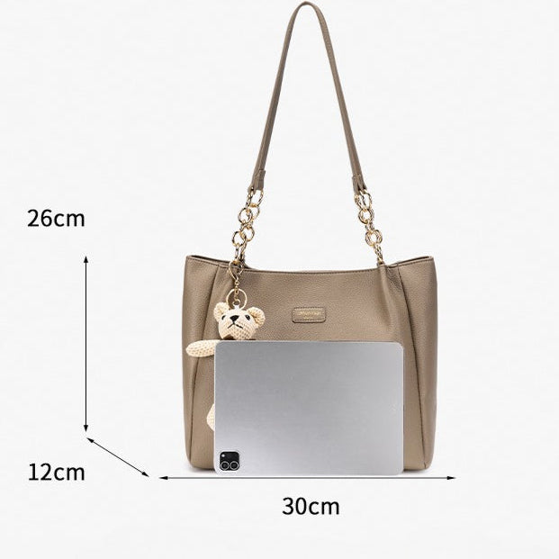 Sophisticated Minimalist Pebbled Vegan Eco-Leather Tote Bag