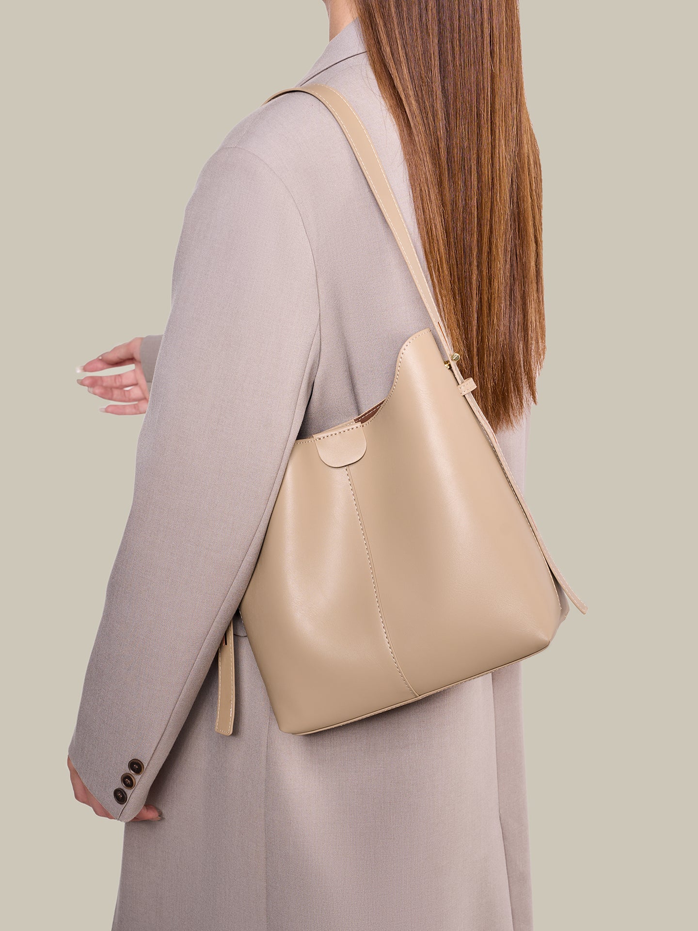Classic Minimalist Vegan Eco-Leather Hobo Tote Clutch Bag