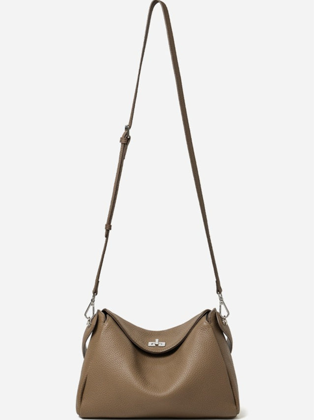 Nonchalant Lychee-Grain Genuine Leather Crossbody Hobo Bag