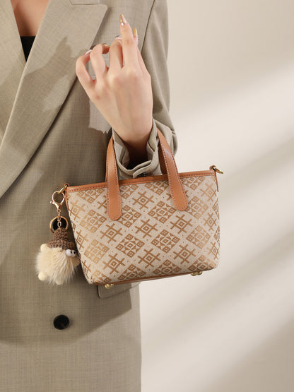 Ornate Monogram Vegan Eco-Leather Mini Tote Clutch Bag
