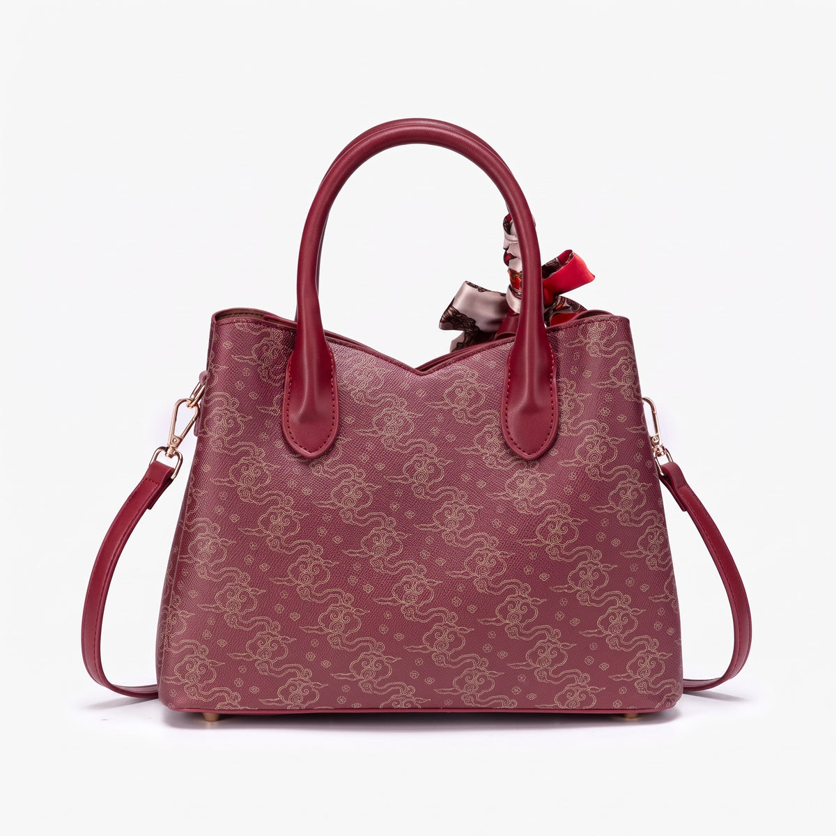 Vintage Clutch Tote Bag mit Wolkenmuster aus veganem Öko-Leder  