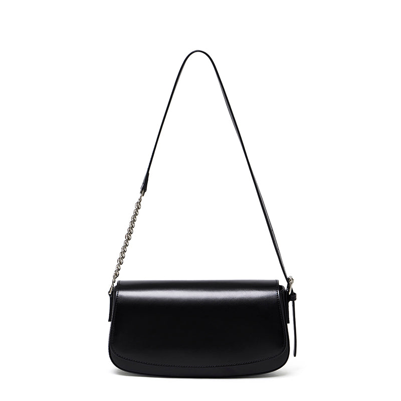 Minimalist Vintage Genuine Leather Baguette Saddle Bag