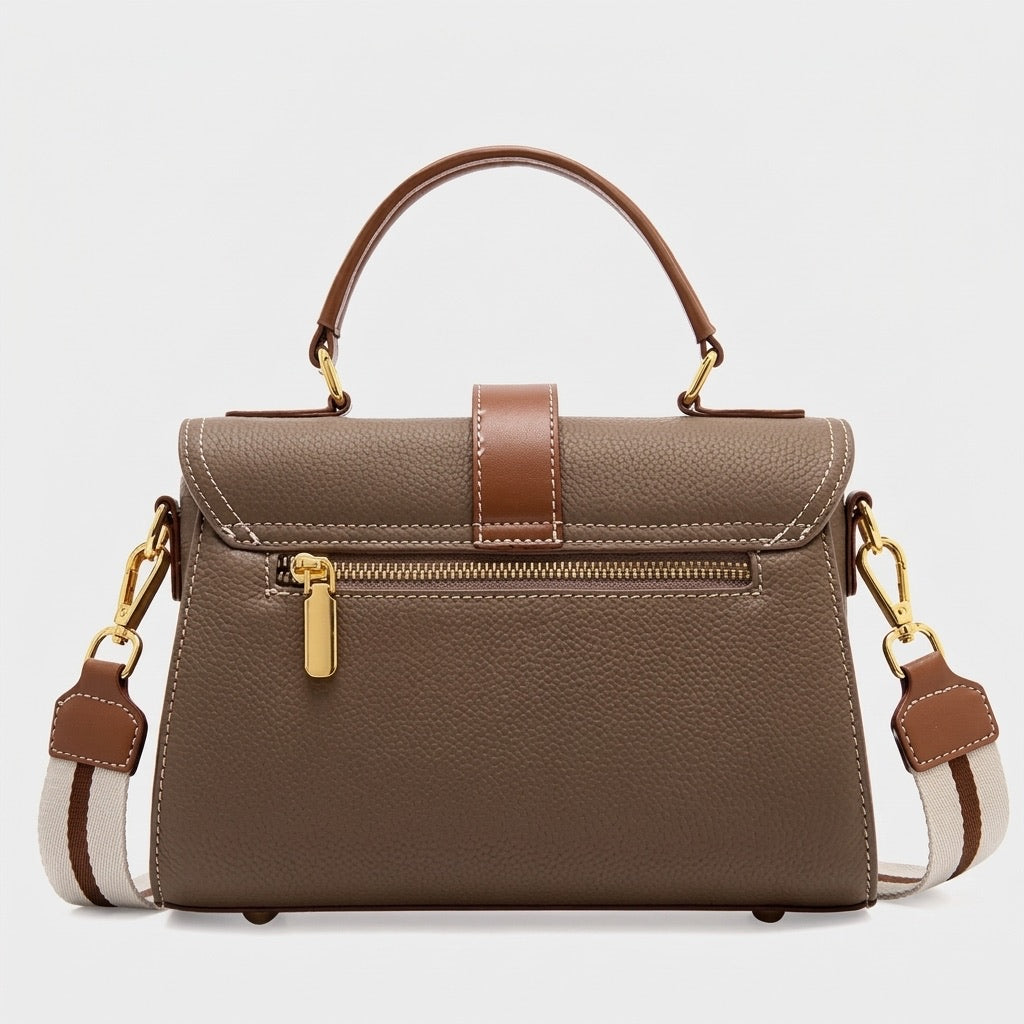 Borsa a tracolla strutturata con manico superiore in pelle minimalista di lusso da donna