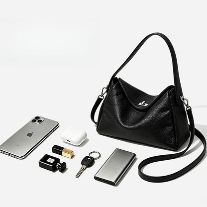 Nonchalant Lychee-Grain Genuine Leather Crossbody Hobo Bag