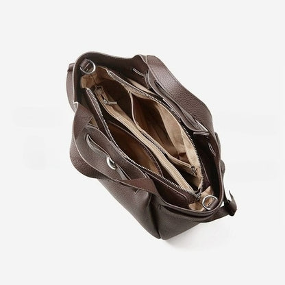 The Pebbled Genuine Leather Mini Bucket Tote Bag with Turn-Lock Closure