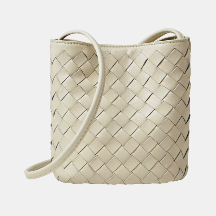 Handgefertigte gewebte Premium-weiche Echtleder-Schafsfell-Umhänge-Bucket Bag