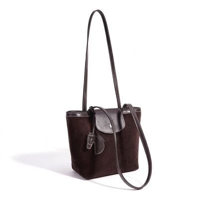 Urban Suede Genuine Leather Mini Tote Clutch Bag