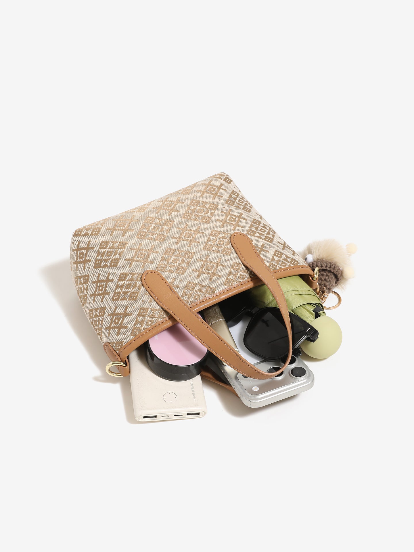 Ornate Monogram Vegan Eco-Leather Mini Tote Clutch Bag