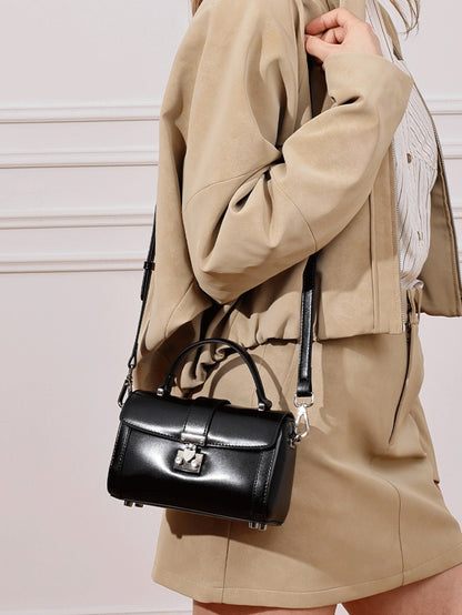 Chic Genuine Leather Cylinder Box Clutch Bag