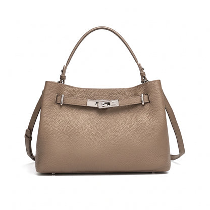 Sleek Genuine Leather Satchel Clutch Bag