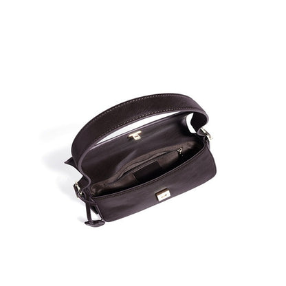 Refined Genuine Leather Shoulder Clutch Bag with Key Charm