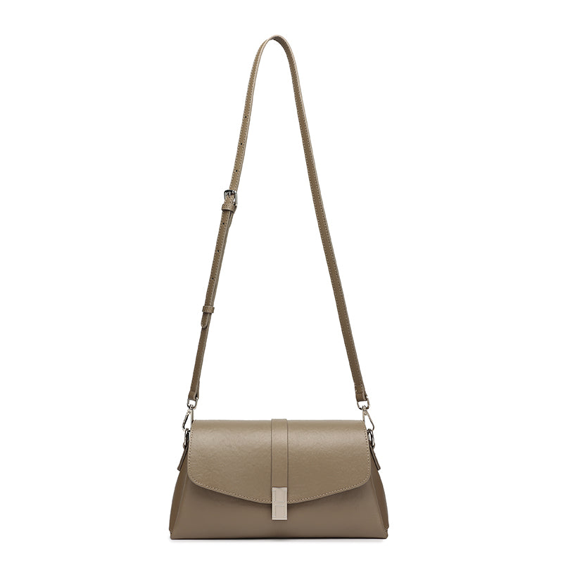 Borsa minimalista a spalla in vera pelle con fibbia H distintiva