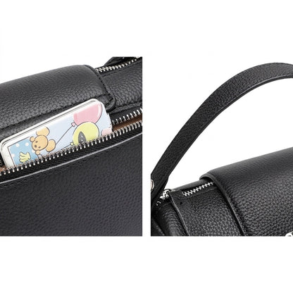 Modern Genuine Leather Cylindrical Barrel Clutch Bag