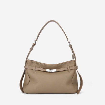 The Parisian Slouchy Genuine Leather Bag - Belted Pebble Leather Hobo
