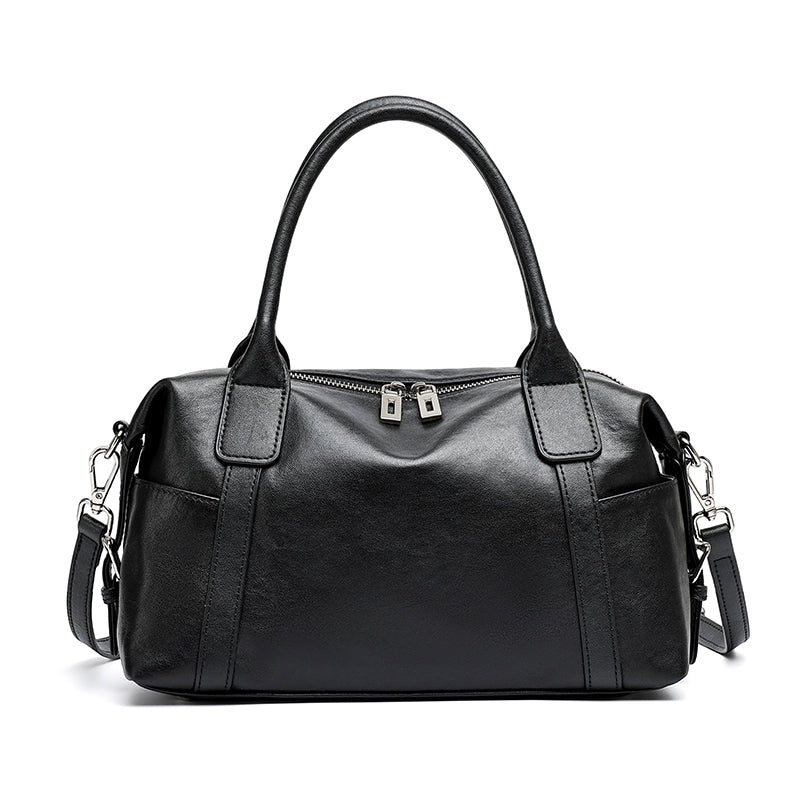 Effortless Genuine Leather Commuter Boston Clutch Bag