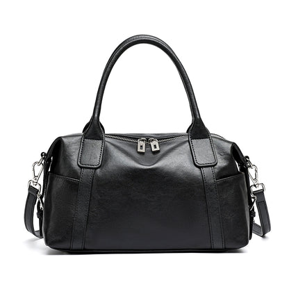 Effortless Genuine Leather Commuter Boston Clutch Bag