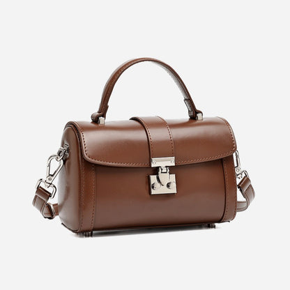 Chic Genuine Leather Cylinder Box Clutch Bag