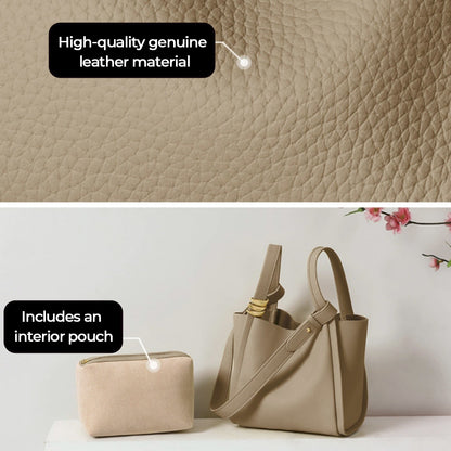 Mini sac seau à bandoulière pour pique-nique en cuir véritable pour femme