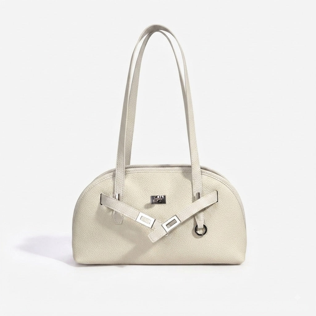 Borsa pochette a mezzaluna capiente in vera pelle dai colori vivaci