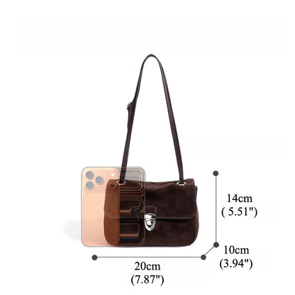 Elegant Suede Genuine Leather Flap Clutch Bag