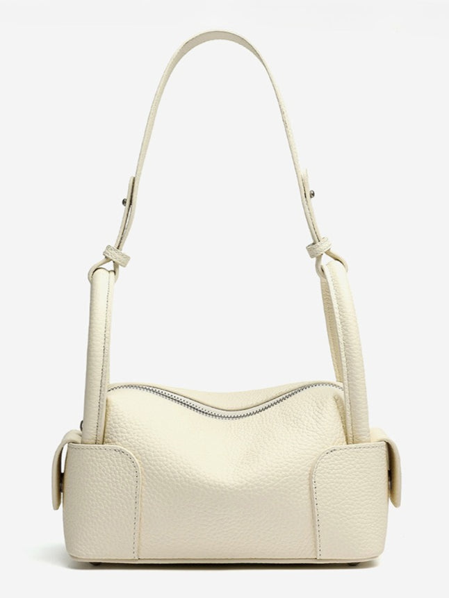 Architectural Pebbled Genuine Leather Boston Clutch Bag