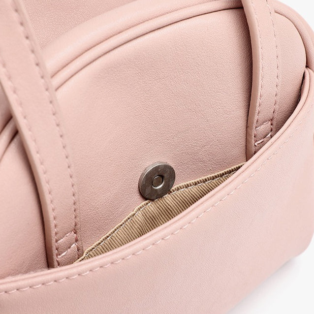 Chic Petite Genuine Leather Mini Boston Clutch Bag with Playful Star Charm