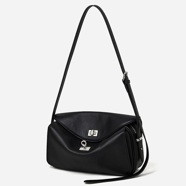 Silky Matte Genuine Leather Envelope Flap Clutch Bag